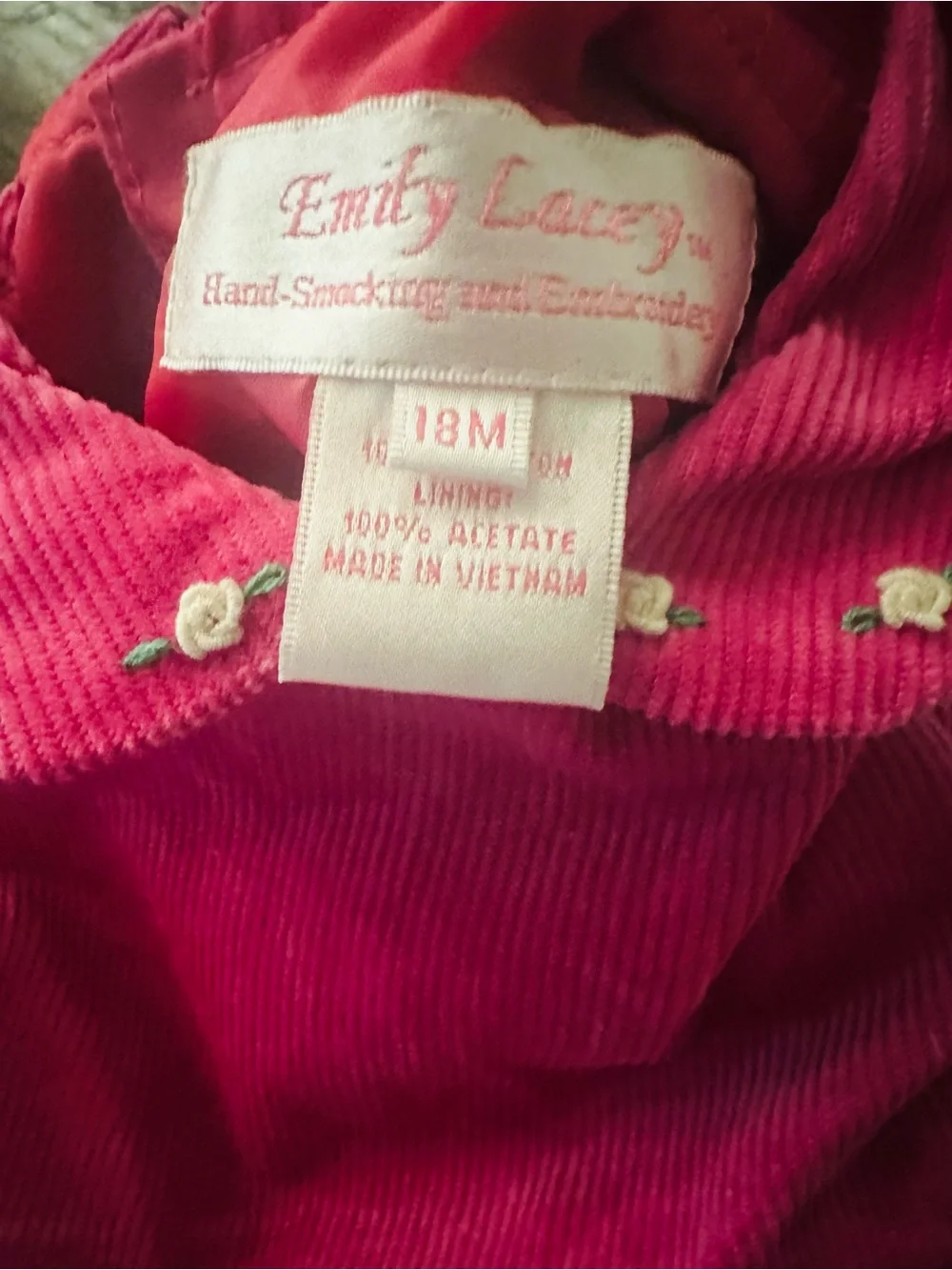 Girls' Pink Corduroy Smocked Dress 18months